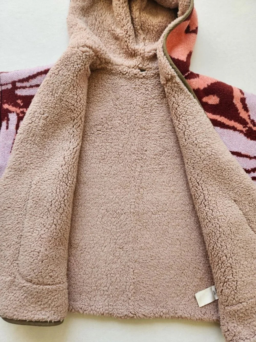 Free People Reversible Winter Chill Floral Sherpa Teddy Jacket Cardigan Cozy - Picture 3 of 10